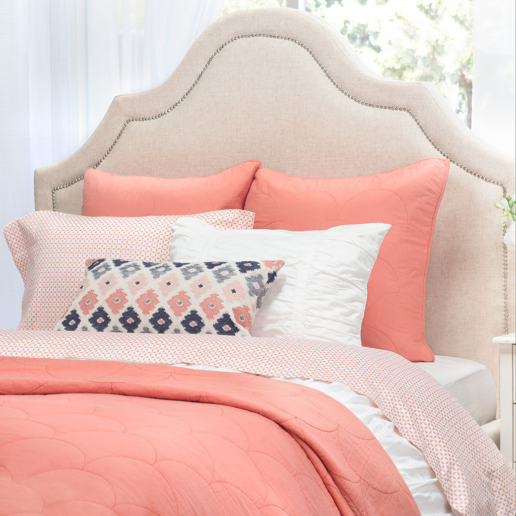 Bedroom inspiration and bedding decor | The Scalloped Coral Quilt & Sham Duvet Cover | Crane and Canopy