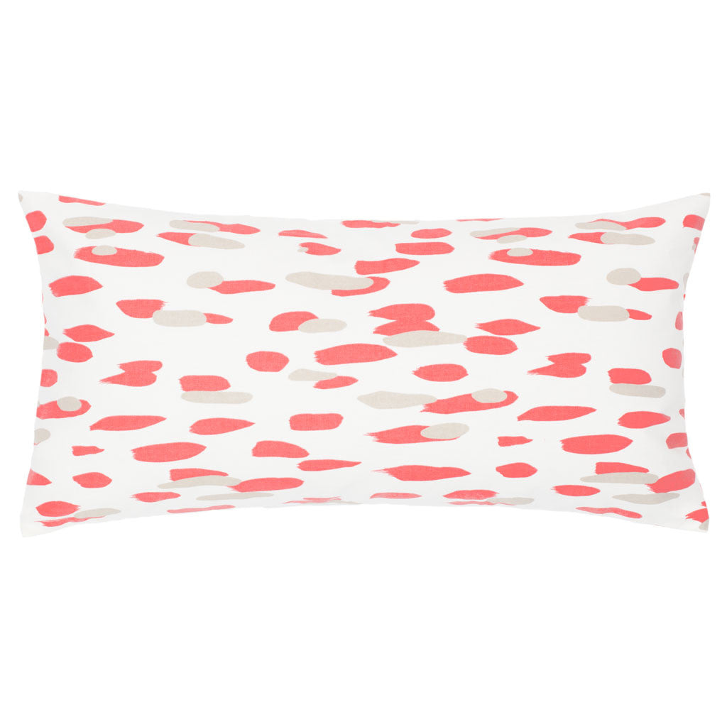 The Coral and Grey Brushstrokes Throw Pillow
