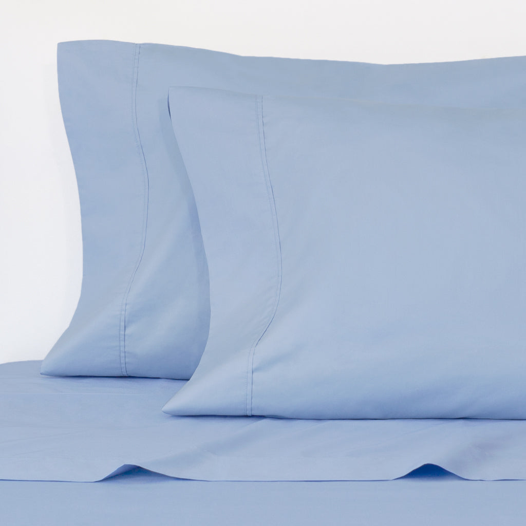 Bedroom inspiration and bedding decor | Cornflower Blue 400 Thread Count Pillowcase Pair Duvet Cover | Crane and Canopy