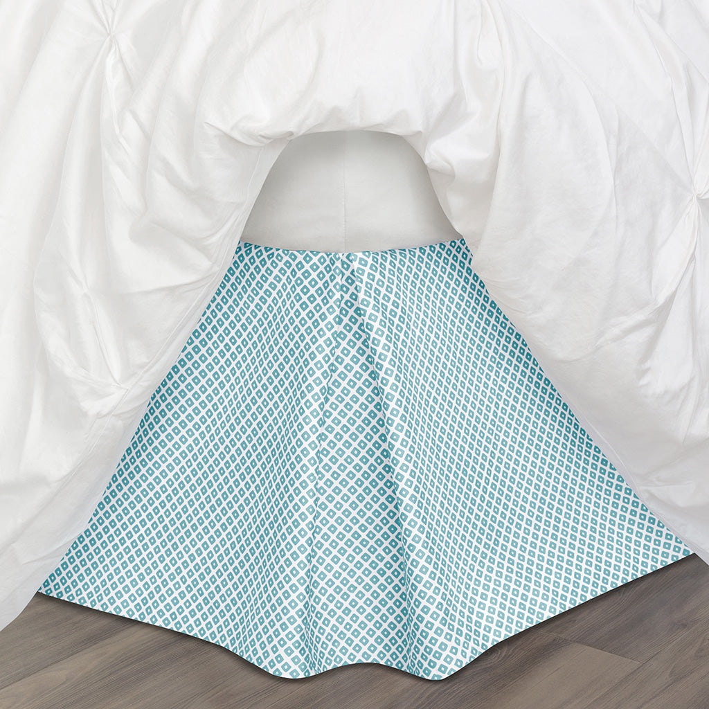 Bedroom inspiration and bedding decor | Turquoise Diamonds Bed Skirt Duvet Cover | Crane and Canopy