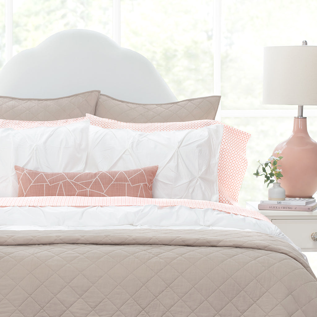 Bedroom inspiration and bedding decor | Dove Grey Diamond Quilt Duvet Cover | Crane and Canopy
