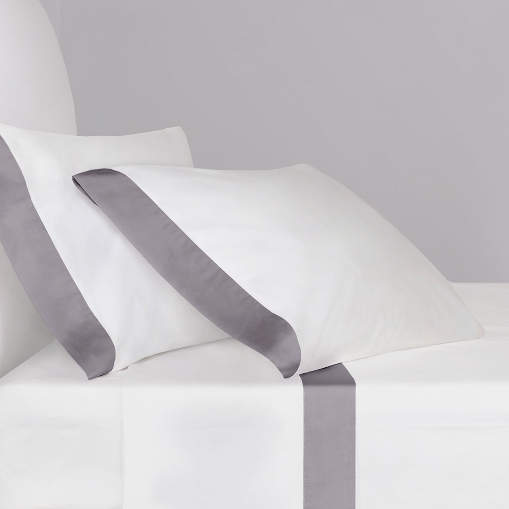 Bedroom inspiration and bedding decor | English Grey Border Pillowcase Pair Duvet Cover | Crane and Canopy