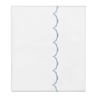 French Blue Wavelet Embroidered Flat Sheet