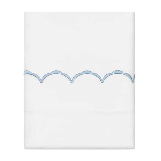 French Blue Wavelet Embroidered Pillowcase Pair