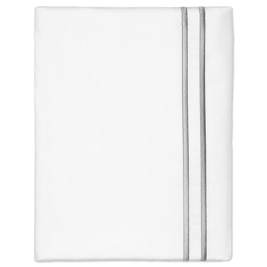 Grey Lines Embroidered Pillowcase Pair