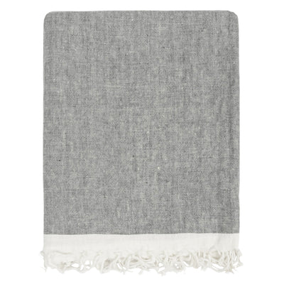 Grey Solid Linen Throw