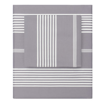 Grey Striped Seaport Sheet Set  (Fitted, Flat, & Pillow Cases)