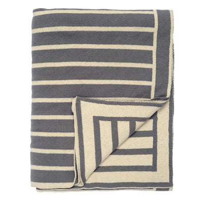 Charcoal Grey Beach Stripes Reversible Patterned Throw