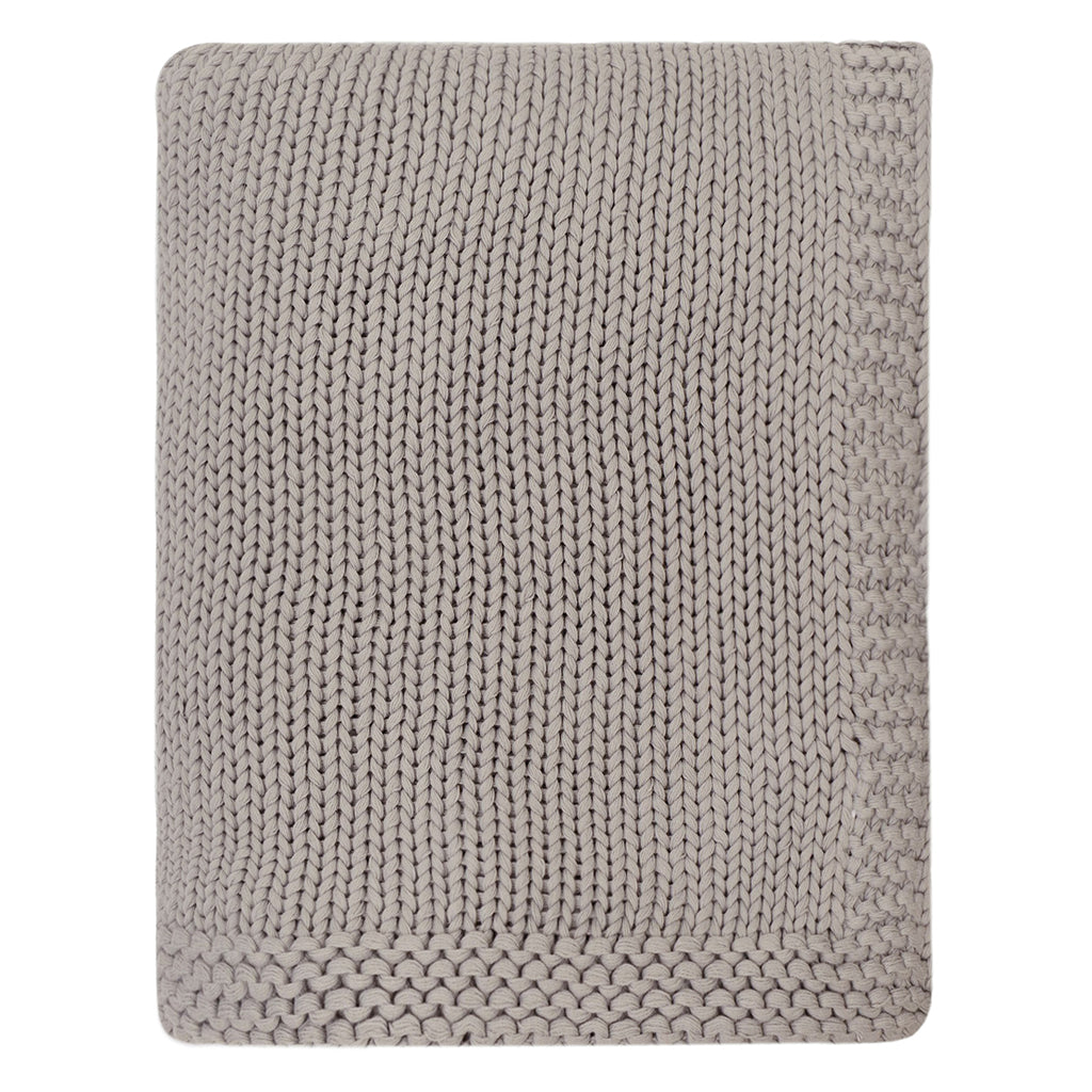 Grey Border Knotted Throw