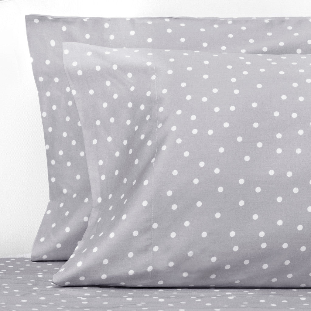 Grey Polka Dots Pillowcase Pair