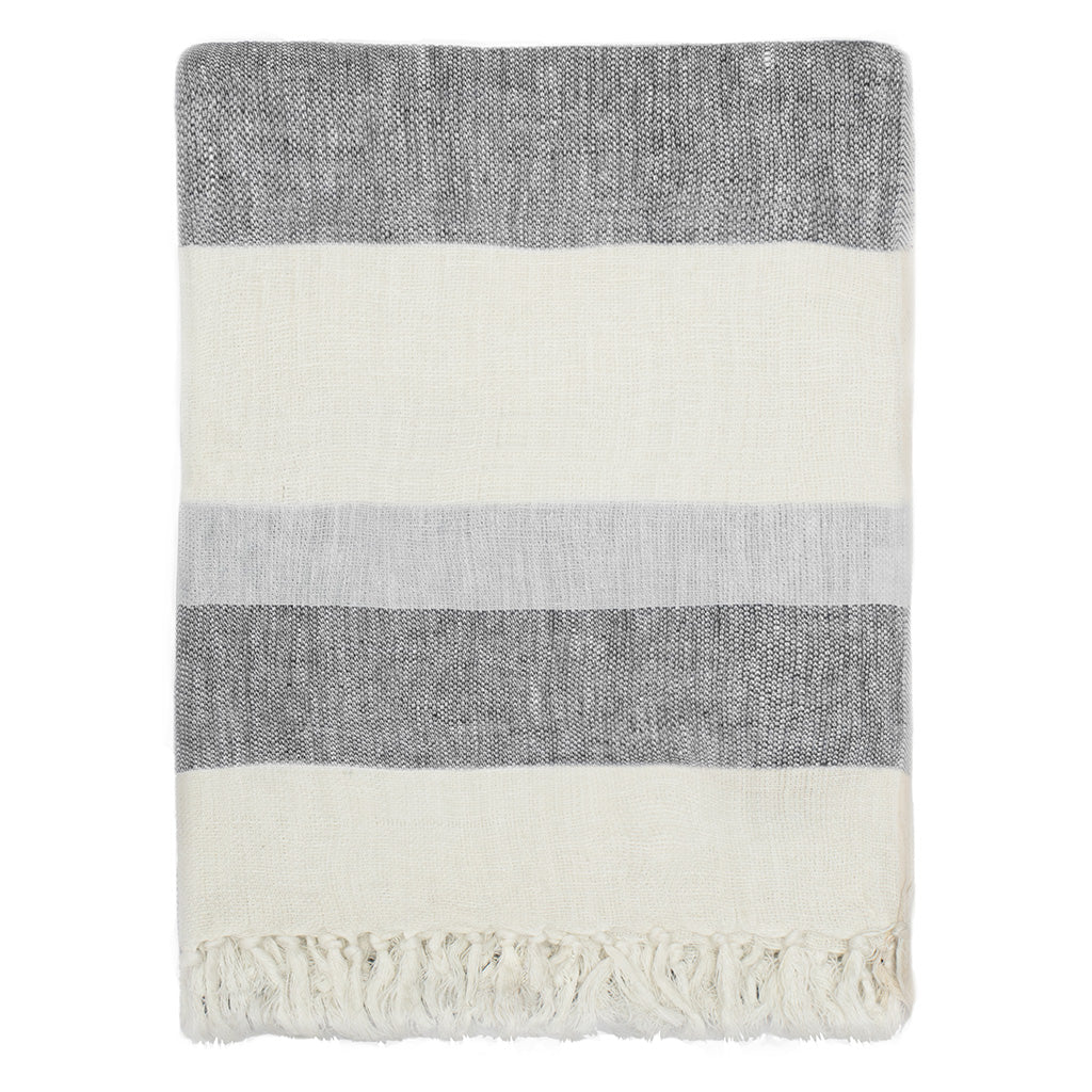 Bedroom inspiration and bedding decor | The Grey Multi Stripe Linen Throw | Crane and Canopy