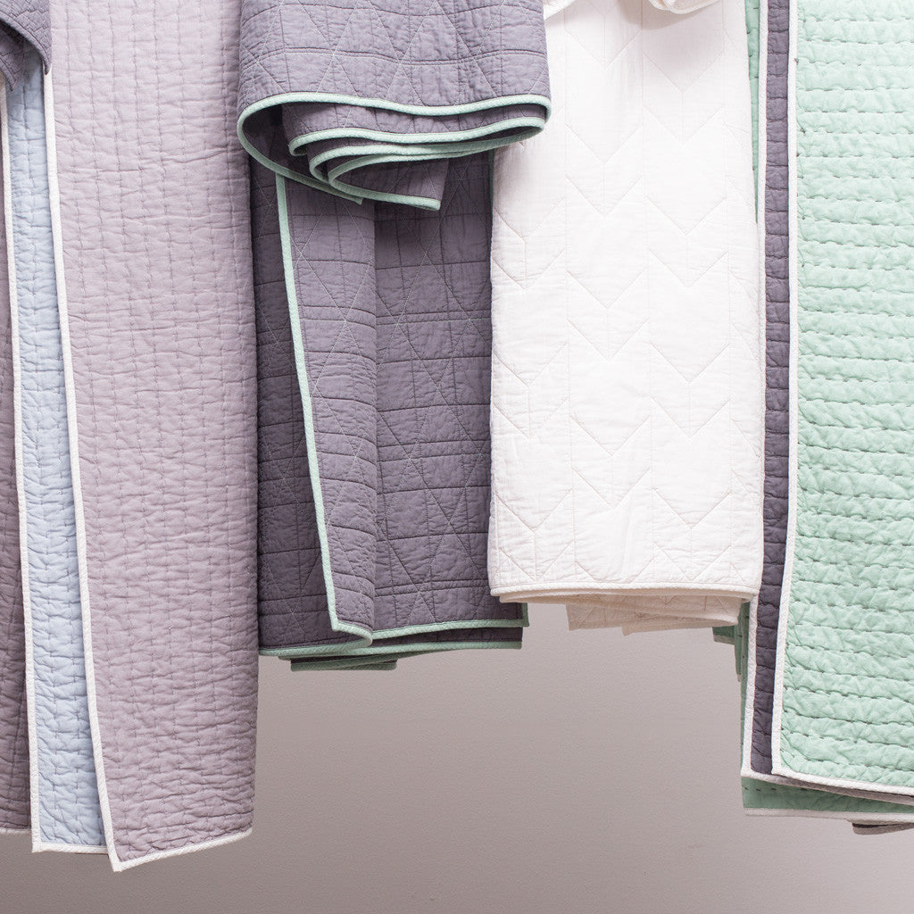 The Reversible Pick-Stitch Charcoal Grey Quilt & Sham