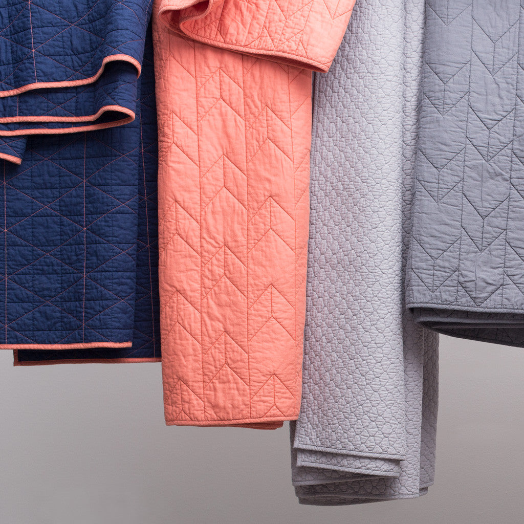 The Diamond Box-Stitch Navy Blue Quilt & Sham
