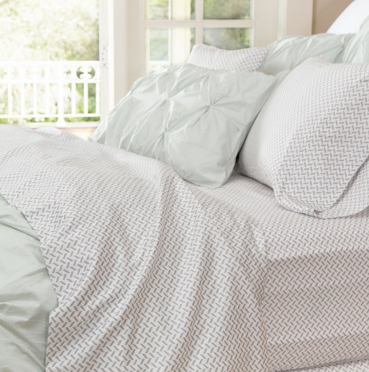 Grey Herringbone Sheet Set 2 (Fitted & Pillow Cases)
