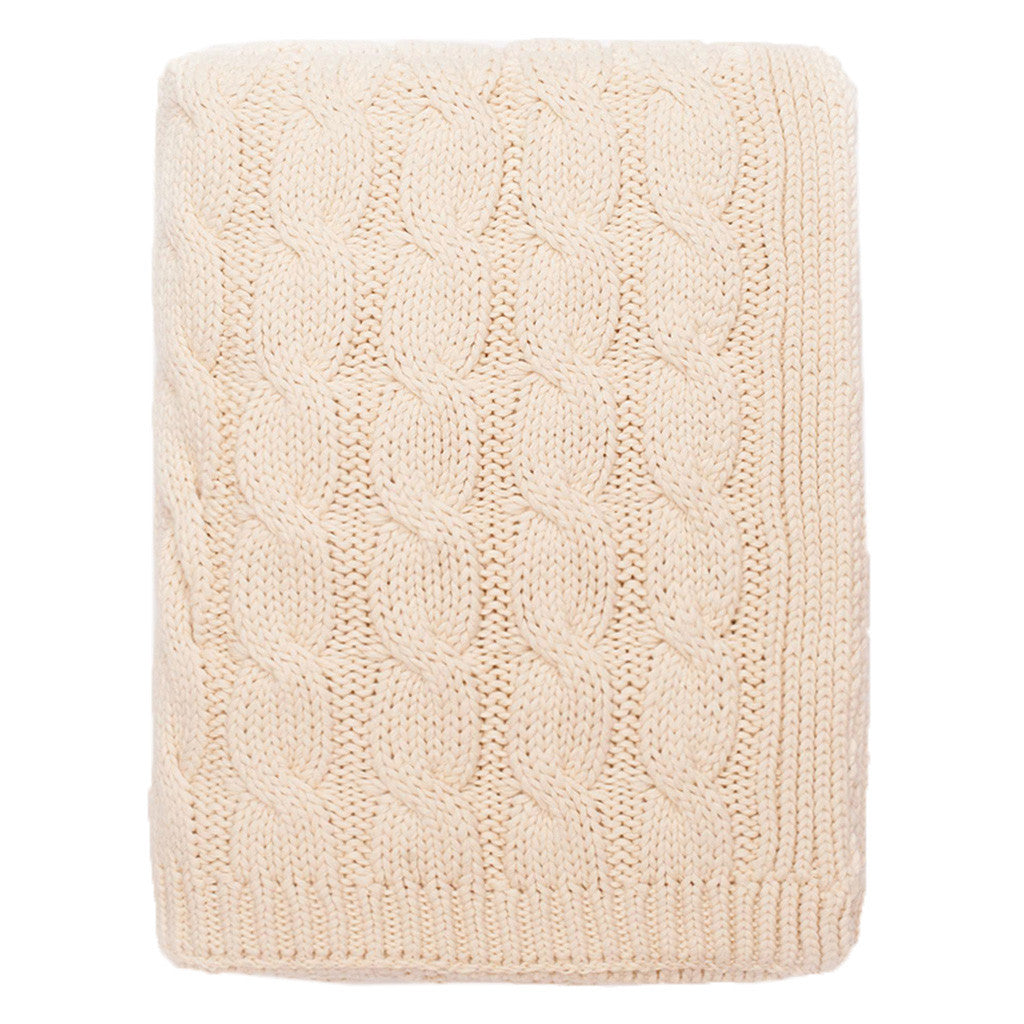 Ivory Large Cable Knit Throw – Crane Canopy - Main Image