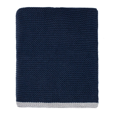 The Navy Knotted Trim Throw Blanket