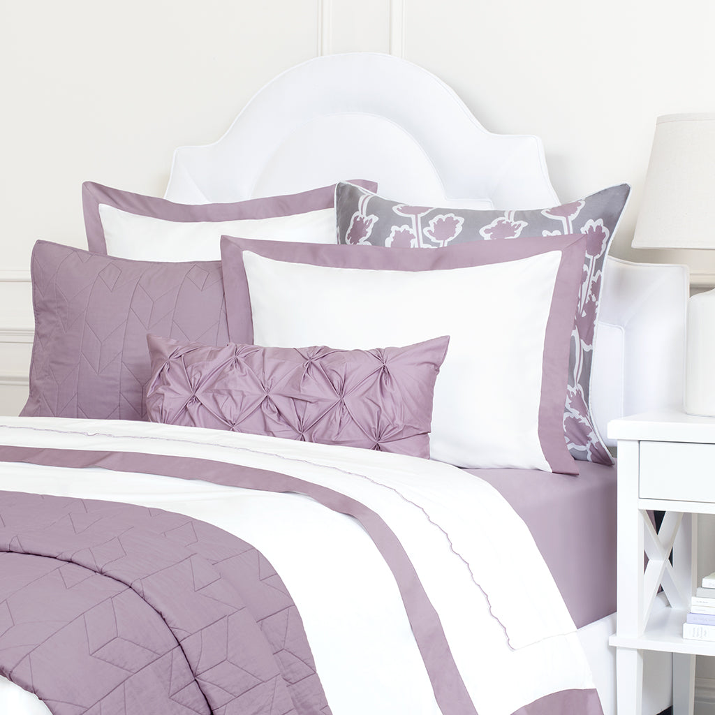 Bedroom inspiration and bedding decor | Lilac Purple Chevron Quilt Euro Sham Duvet Cover | Crane and Canopy