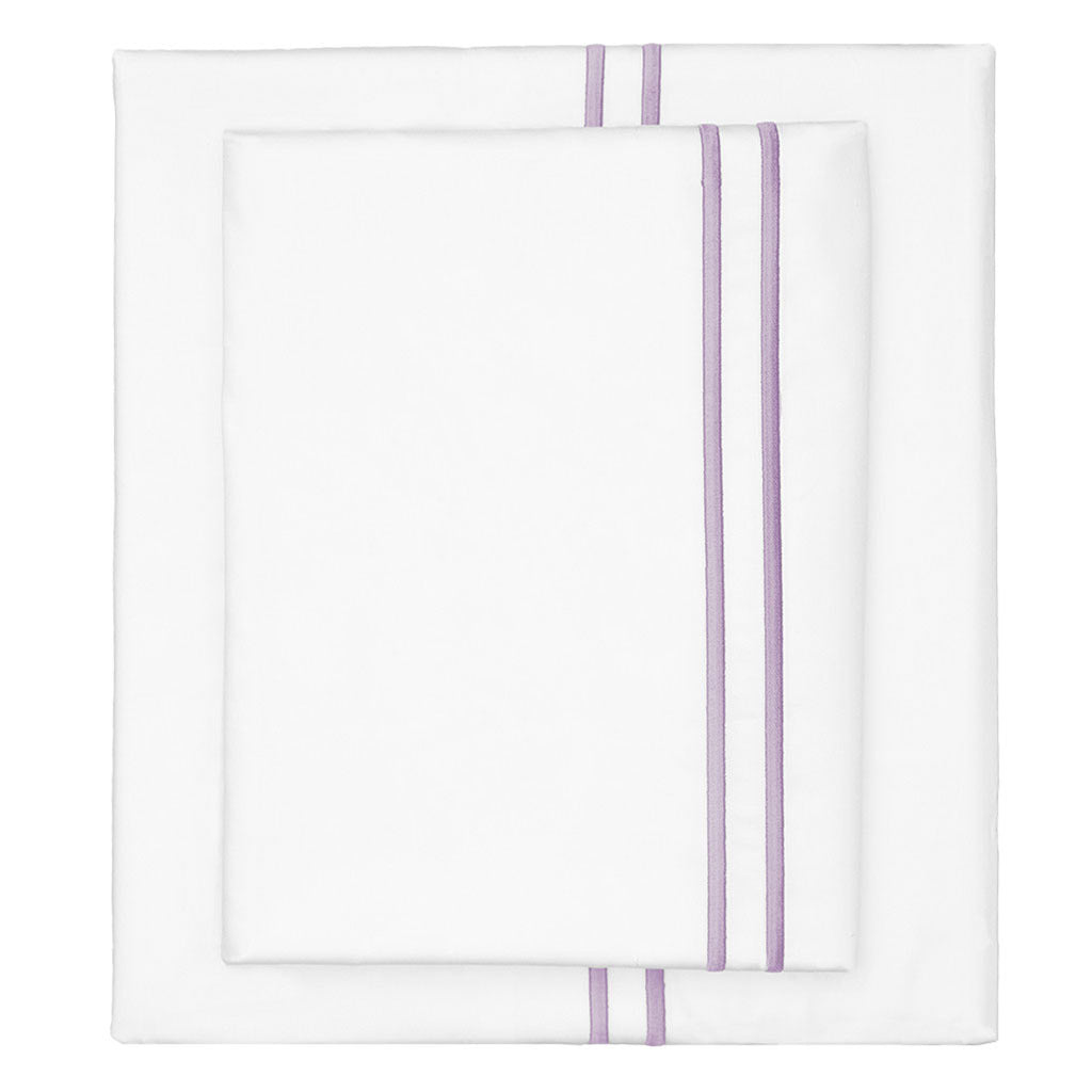 Bedroom inspiration and bedding decor | The Lilac Purple Lines Embroidered Sheet Sets | Crane and Canopy