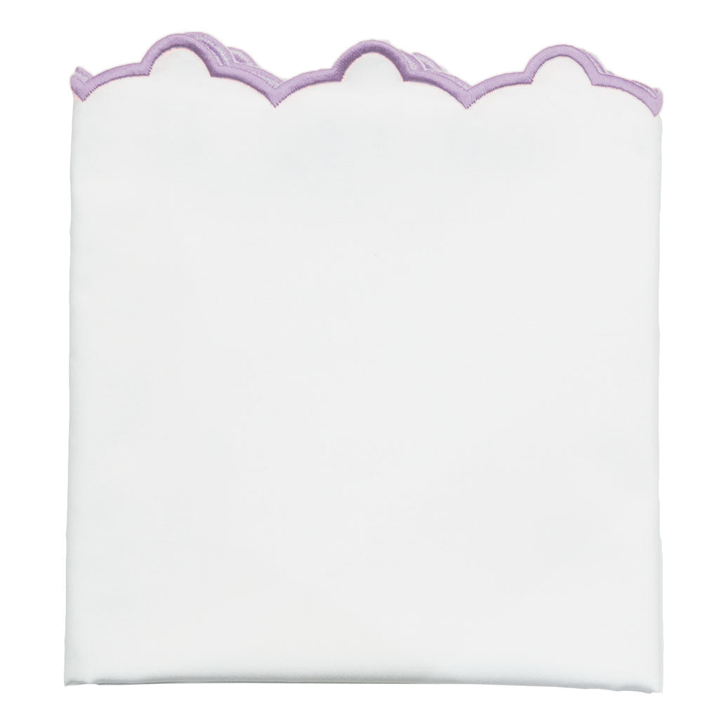 Lilac Purple Scalloped Embroidered Pillowcase Pair