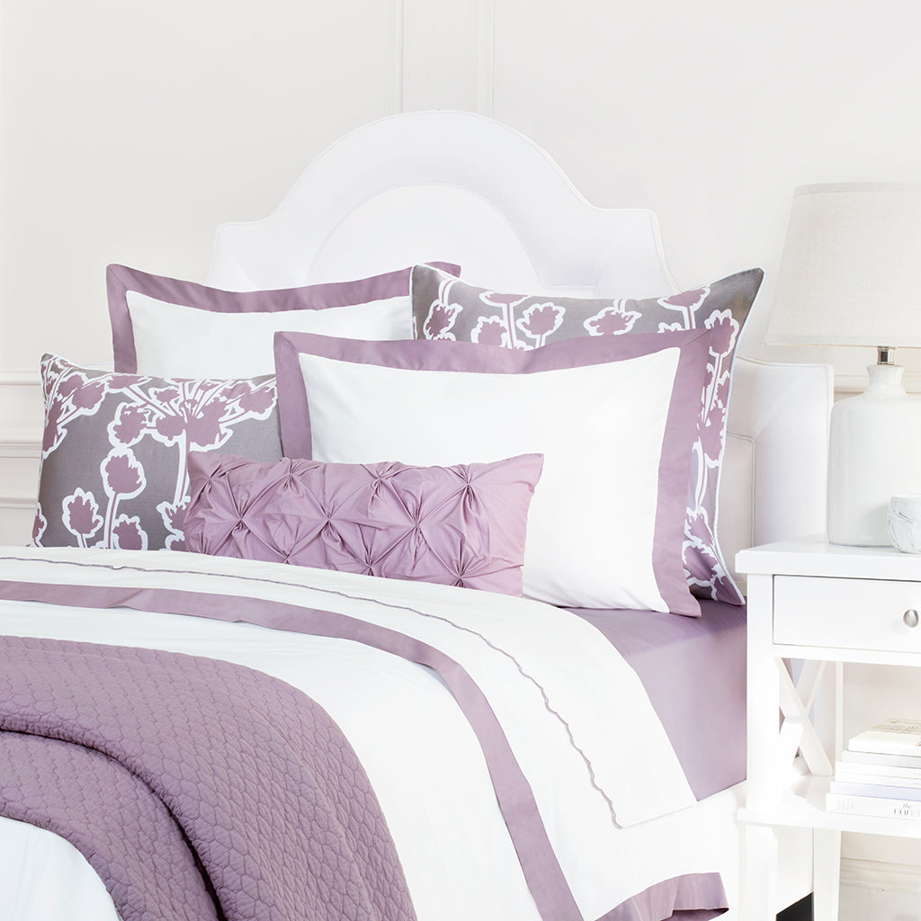 Bedroom inspiration and bedding decor | The Linden Lilac Border Duvet Cover | Crane and Canopy
