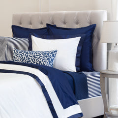 Bedroom inspiration and bedding decor | Navy Blue Linden Border Duvet Cover | Crane and Canopy