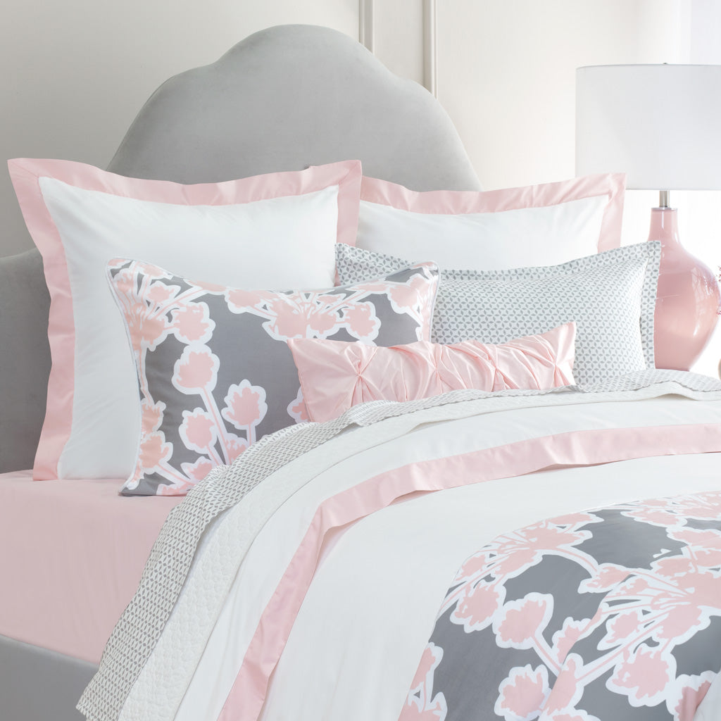 Bedroom inspiration and bedding decor | Pink Linden Border Sham Pair Duvet Cover | Crane and Canopy