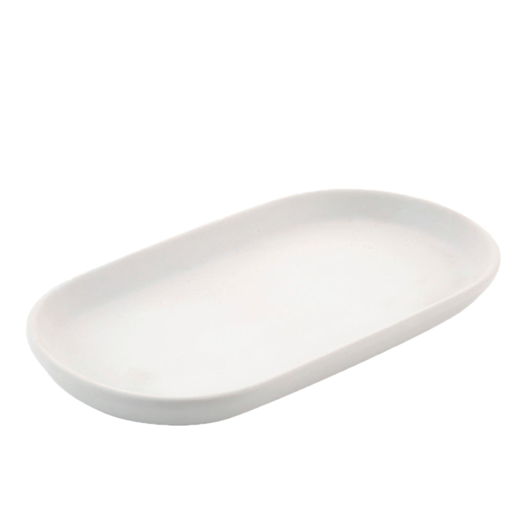 Modern Matte White Ceramic Bath Accessories, Tray