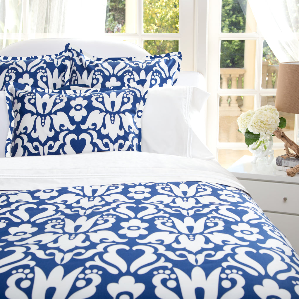 Bedroom inspiration and bedding decor | Cobalt Blue Montgomery Euro Sham Duvet Cover | Crane and Canopy
