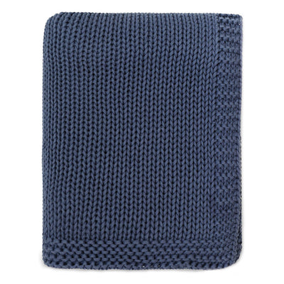 Navy Border Knotted Throw