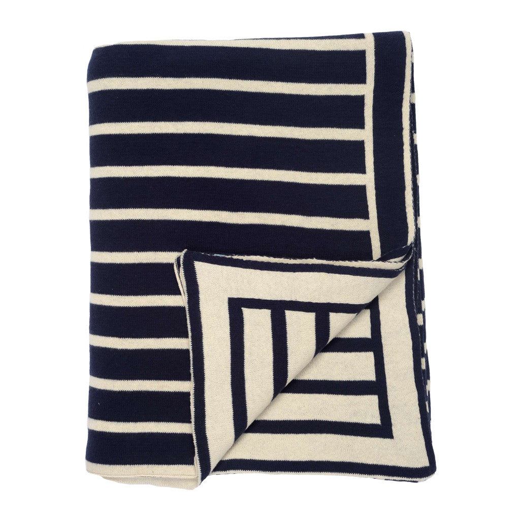 Bedroom inspiration and bedding decor | The Dark Navy Beach Striped Throw | Crane and Canopy