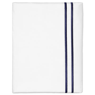 Navy Lines Embroidered Pillowcase Pair