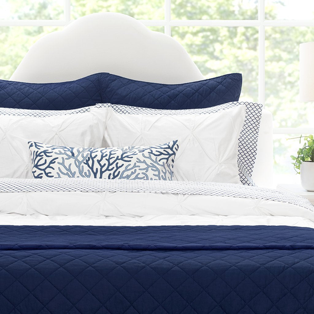 Bedroom inspiration and bedding decor | Navy Blue Diamond Quilt Duvet Cover | Crane and Canopy