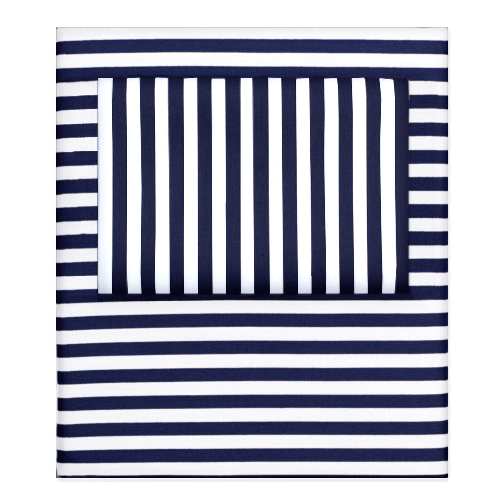 Bedroom inspiration and bedding decor | The Navy Blue Striped Sheet Sets | Crane and Canopy