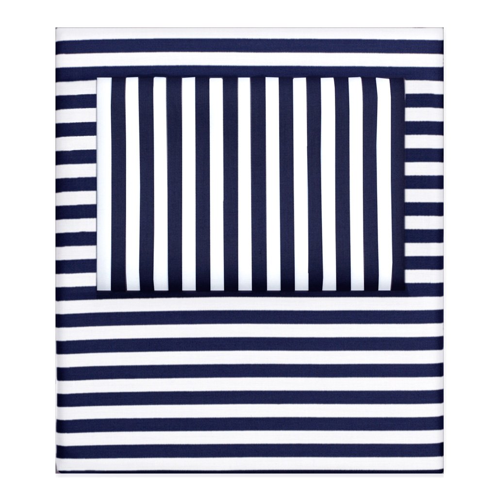 Bedroom inspiration and bedding decor | Navy Blue Striped Sheet Set (Fitted, Flat, & Pillow Cases)s | Crane and Canopy