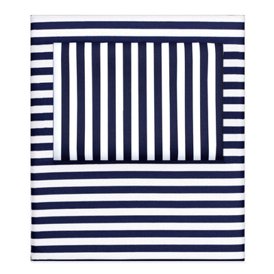 Navy Blue Striped Sheet Set (Fitted, Flat, & Pillow Cases)