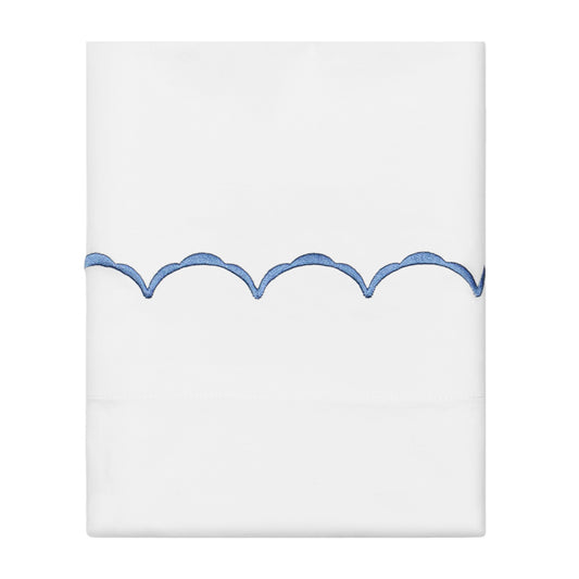 Coastal Blue Wavelet Embroidered Pillowcase Pair