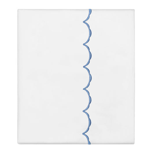 Coastal Blue Wavelet Embroidered Flat Sheet