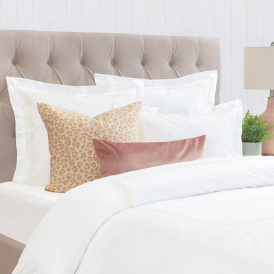 Octavia Ivory Embroidered Percale Duvet Cover