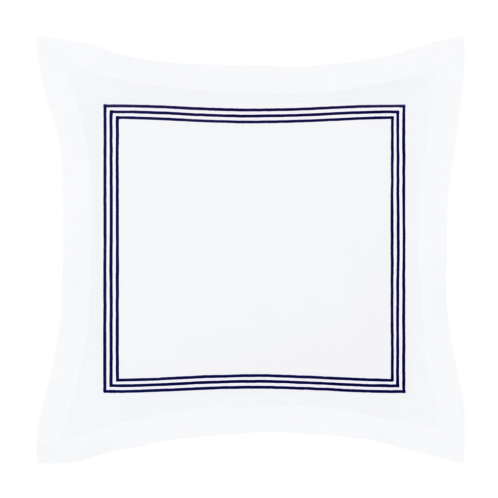 Octavia Navy Embroidered Percale Euro Sham