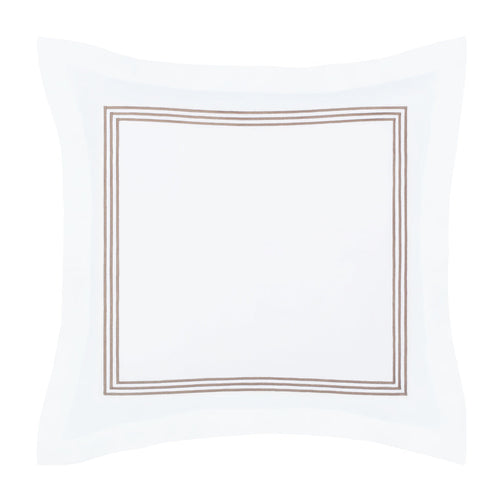 Octavia Taupe Embroidered Percale Euro Sham