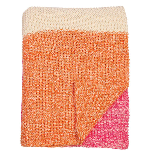 Orange Tri-Color Block Patterned Throw