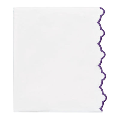 Purple Scalloped Embroidered Flat Sheet