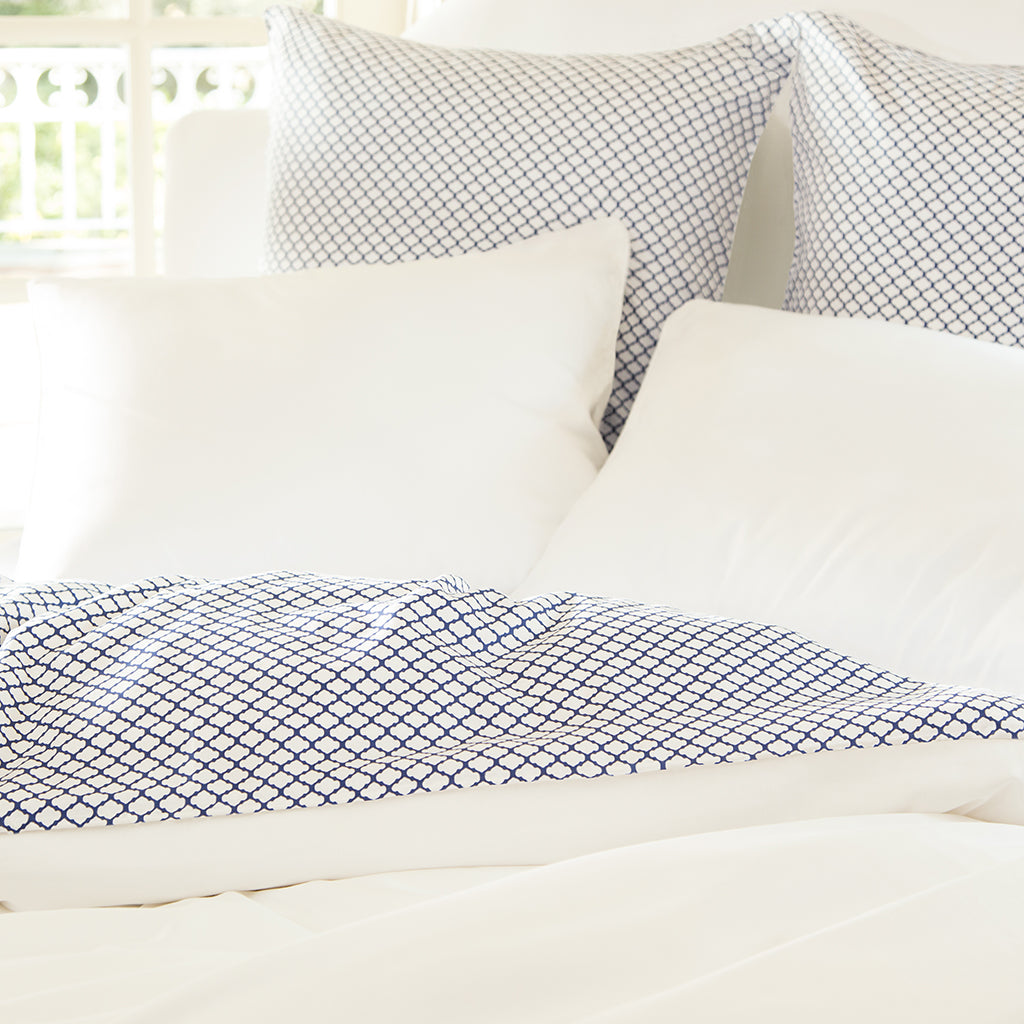 Bedroom inspiration and bedding decor | Blue Page Euro Sham Duvet Cover | Crane and Canopy