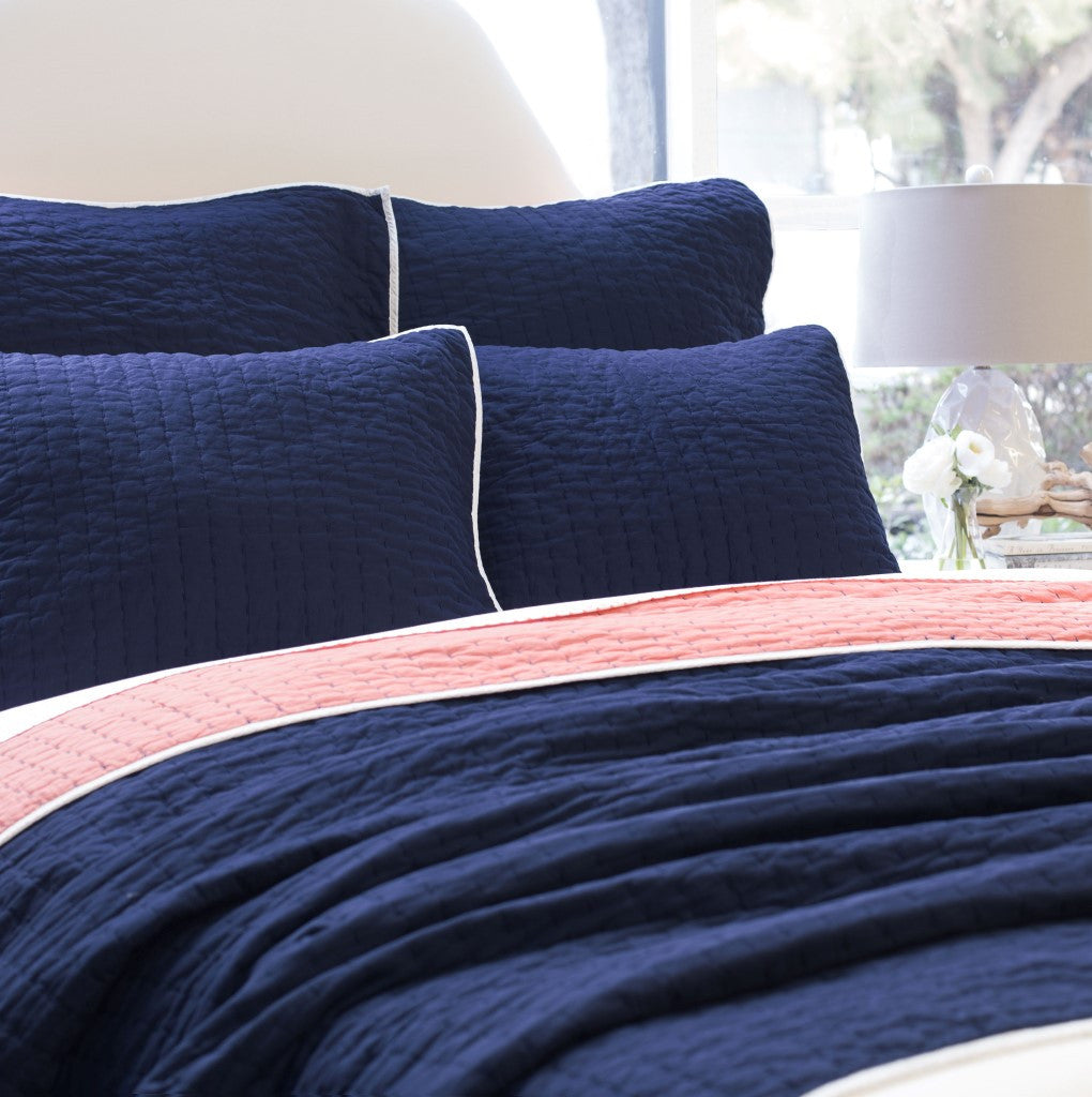 The Reversible Pick-Stitch Navy Blue Quilt & Sham