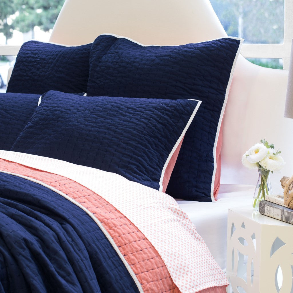 The Reversible Pick-Stitch Navy Blue Quilt & Sham