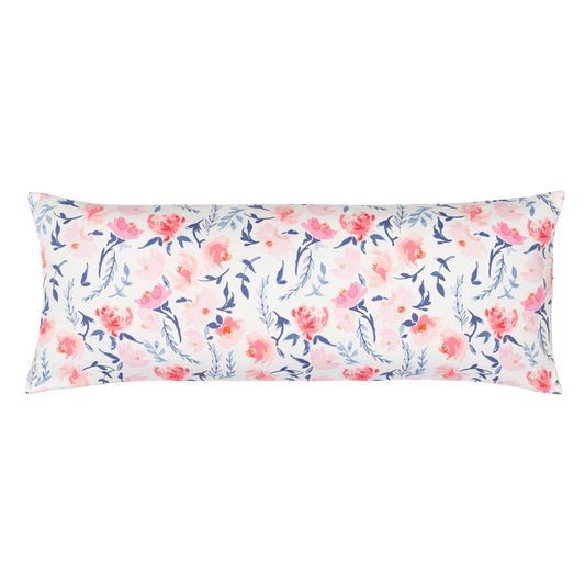 The Pink and Blue Botanical Extra Long Throw Pillow