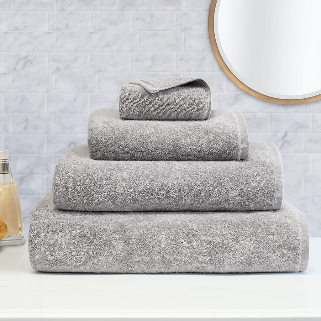 Bedroom inspiration and bedding decor | Plush Mist Grey Towel Spa Bundle (2 Wash + 2 Hand + 4 Bath Towels) Duvet Cover | Crane and Canopy