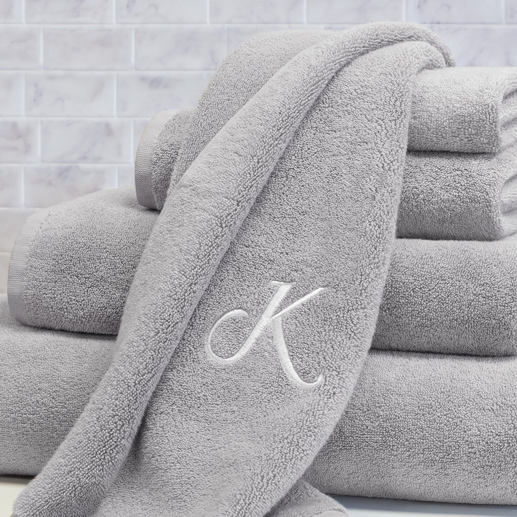 Bedroom inspiration and bedding decor | Plush Mist Grey Towel Essentials Bundle (2 Wash + 2 Hand + 2 Bath Towels) Duvet Cover | Crane and Canopy