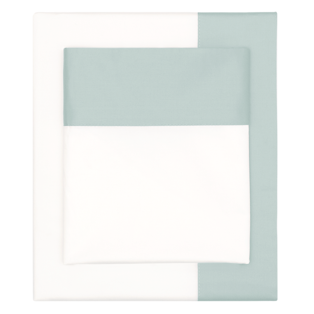 Bedroom inspiration and bedding decor | Porcelain Green Border Sheet Set (Fitted, Flat, & Pillow Cases)s | Crane and Canopy