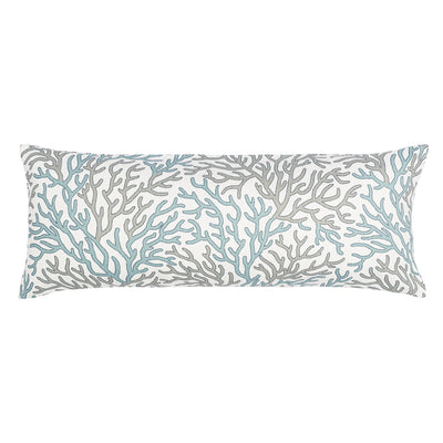 The Sea Glass and Beige Reef Extra Long Lumbar Throw Pillow